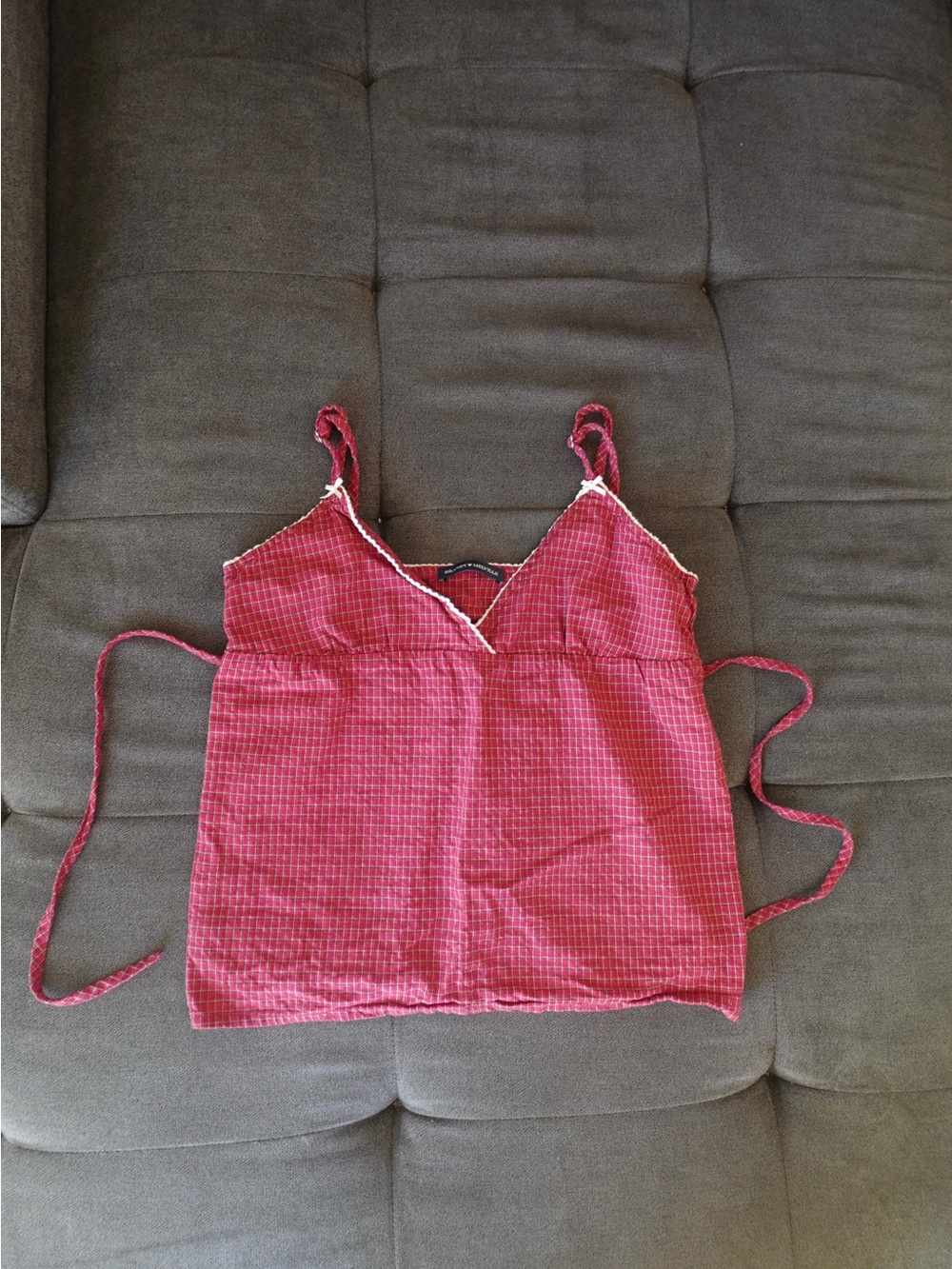 Brandy Melville Red Checked V-Neck Cami